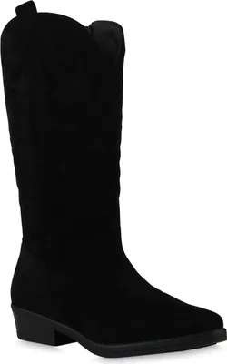 Produktbild von VAN HILL Damen Leicht Gefütterte Cowboystiefel Stiefel Stickereien Schuhe 839875, Farbe: Schwarz, Größe: 38
