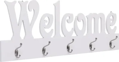 Immagine prodotto di The Living Store Appendiabiti da parete WELCOME Bianco 74 x 29,5 cm