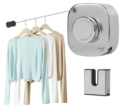 Intrekbare waslijn 4 m, Edelstahl, bis 20 kg, für Balkon & Küche