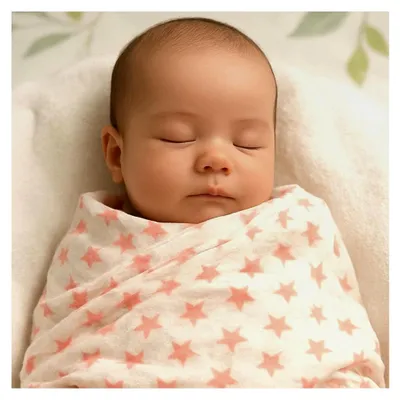 Produktbild von 6er-Pack Baby Musselin Quadrate Spucktücher 100% reine Baumwolle 70x70cm rosa Sterne