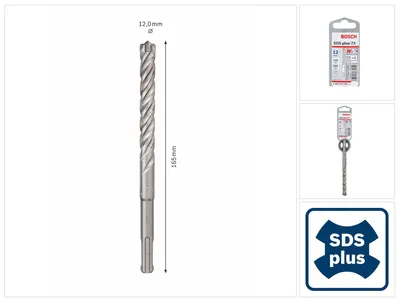 Immagine prodotto di Bosch punta per trapano a percussione SDS-plus 7X punta in metallo duro 12x100x165 mm ( 2608576149 ) certificata PGM