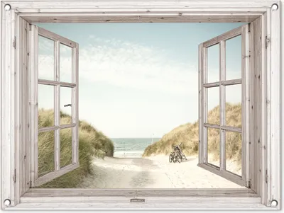 Produktbild von MuchoWow® 80x60 cm Outdoor-Poster Gartendeko Sichtschutz Garten Poster für den Garten  Aussicht - Strand - Meer