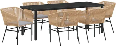 Productafbeelding van vidaXL Tuinset, 7-delig, bruin, gepoedercoat staal