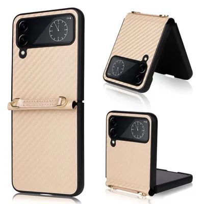 Image de Pour Samsung Galaxy Z Flip4 5G Similicuir / fibre de carbone étui de téléphone portable Etui