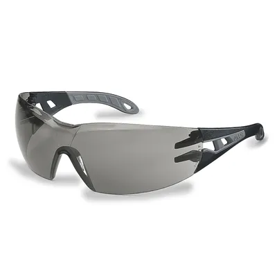 Produktbild von Uvex Schutzbrille Pheos S (schmale Ausführung) getönt grau schwarz/grau, 100% UV-Schutz, gemäß EN 166 + EN 172 Größe
