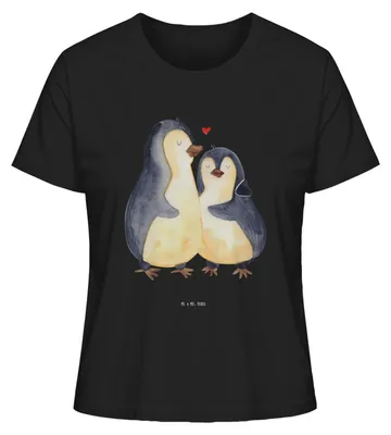 Produktbild von Mr. & Mrs. Panda Shirt Damen Pinguine Einschlafen Größe S - Schwarz - Geschenk, für Frauen, Freundin, Valentinstag, Freund, Oberteil, Basic, Jahrestag, Hochzeitstag