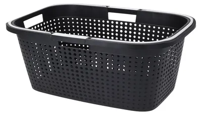 Tragbarer Wäschekorb Wäschesammler mit Henkel 90% recycelt Schwarz
