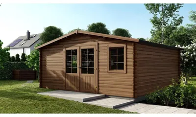 Image de Abri de jardin en bois - 25m2 - 5x5m - Traité - Ep. 28mm - Couleur: marron - DOM596 - ALTANKA