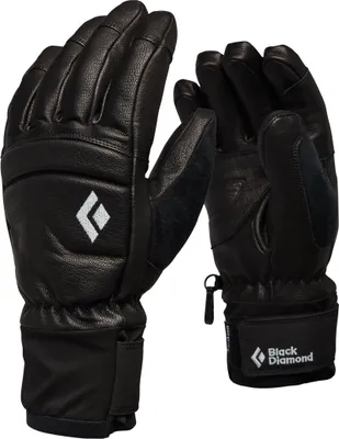 Schwarze Skihandschuhe für Frauen von Black Diamond mit Leder- und Stoffelementen.