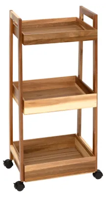 Produktbild von Servierwagen aus Holz mit Rollen und 3 Ablageebenen