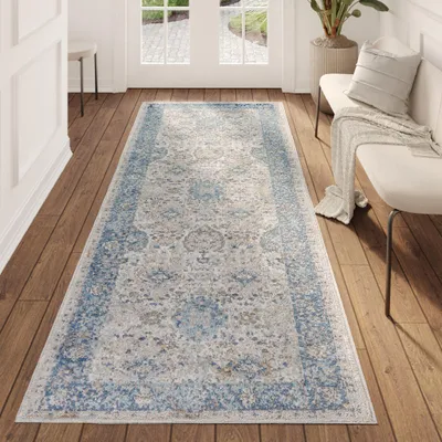 Produktbild von Tapiso Teppichläufer VALLEY Modern Blau Schlafzimmer 100 x 150 cm