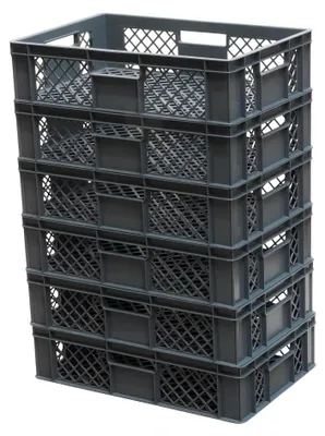 Produktbild von 6 Stück Bäckerkisten / Brotkisten 600 x 400 x 150 mm versch. Farben : grau Farbe: grau