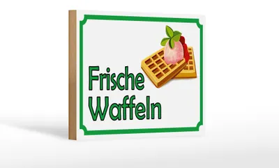 Produktbild von Holzschild Hinweis 18x12cm frische Waffeln Verkauf