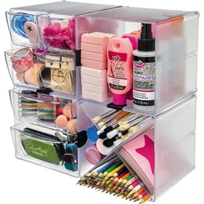 Produktbild von deflecto Organisationsbox Cube, 2 Schubladen, glasklar