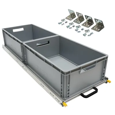 Produktbild von Heckauszug Kastenwagen Camper 120x40 für Eurobox Schwerlastauszug incl. Winkel