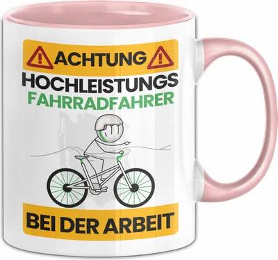 Produktbild von Fahrradfahrer Tasse Geschenk Lustiger Spruch Geschenkidee für Fahrradfahrer Achtung Hochleistungs Fahrradfahrer Bei Der Arbeit (Rosa)
