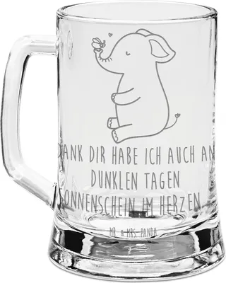 Produktbild von Mr. & Mrs. Panda Krug Elefant Biene - Transparent - Geschenk, Jahrestag, Hochzeitsgeschenk, Glaskrug, Liebesspruch, Gravur Bierkrug, Glas, Seidel, Lustige Sprüche, Liebe