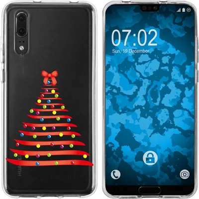 Produktbild von PhoneNatic Case kompatibel mit Huawei P20 Silikon-Hülle X Mas Weihnachten Weihnachtsbaum M1