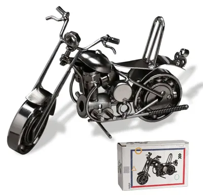 Motorrad-Dekoration aus Eisen, Vintage-Stil, 26x21x6,5 cm, silber