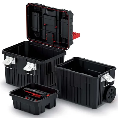 Zdjęcie produktu dla Prosperplast®, Skrzynka, KHVWM-S411, Czarny, Walizka na narzędzia Kółka