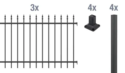 Image de Au-sh 510824 Kit de clôture Chaussee, noir mat plastifié,