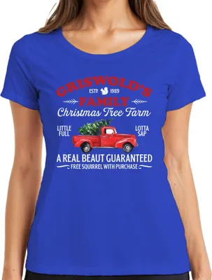 Produktbild von Griswolds Family Christmas Tree Farm - Weihnachten Xmas Damen T-Shirt, Blau, M