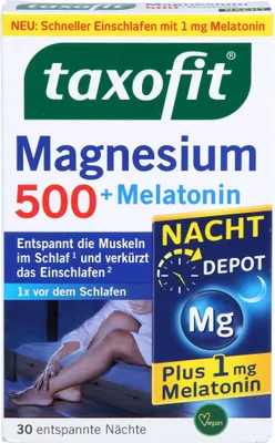 Obrázok produktu pre Taxofit Magnesium 500 Night+Melatonin Tablets 30 kapsúl