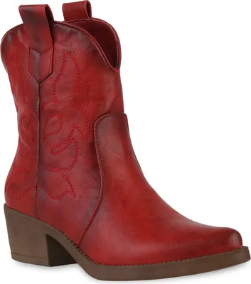 Produktbild von VAN HILL Damen Stiefeletten Cowboy Boots 835978, Farbe: Rot PU, Größe: 38