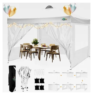 Produktbild von Pavillon 3x3m wasserdicht, stabil und winterfest, Faltpavillon mit 4 Seitenteilen, 4 Sandsäcken und Belüftung, UV-Schutz 50+, faltbar für den Außenbereich (Weiß)
