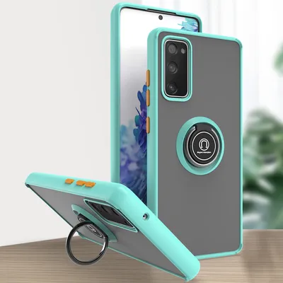 Produktbild von Samsung S20 FE Hülle, Ring Halter Ständer Matte Transluzent TPU Rahmen Stoßfest Schutzhülle für Samsung Galaxy S20 FE 5G/S20 FE 2022 Hellblau