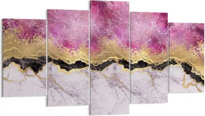 Produktbild von Bild auf Leinwand - Leinwandbild - 5 Teile - Rosa golden Hintergrund - 160x85cm - Wand Bild - Wanddeko - Wandbilder - Leinwanddruck - Bilder - Wanddekoration - Leinwand bilder - EA160x85-5038
