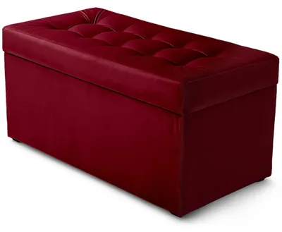 Produktbild von MG Design Polsterhocker Rot 45x90 cm - Stauraum 100L, bis 300 kg, sofort einsatzbereit, pflegeleicht, für Wohnzimmer & Flur