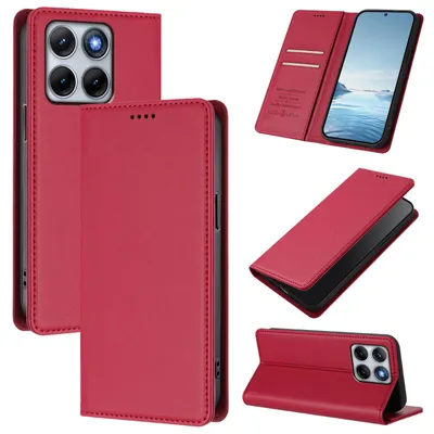 Obrázek produktu pro Kožené pouzdro pro Motorola Edge 70 Fusion, magnetické flipové pouzdro zPolyuretankůže se stojánkem Červená