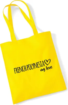 Produktbild von Huuraa Jutebeutel French Polynesia my love 10 Liter Yellow Baumwolle Tasche Geschenkidee