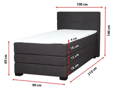 Produktbild von -Boxspring Bett Hotel Betten 90x200cm Komplett Bettkasten inkls. Topper Matratze