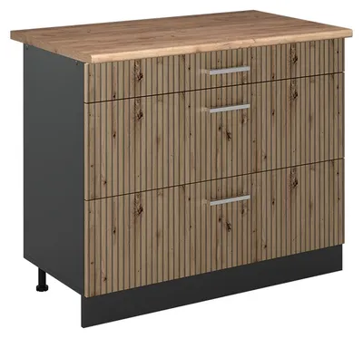 Immagine prodotto di Mobiletto base per cucina Vicco R-Line Rovere artigianale/Antracite 100 cm piano di lavoro Rovere dorato, Model 71549
