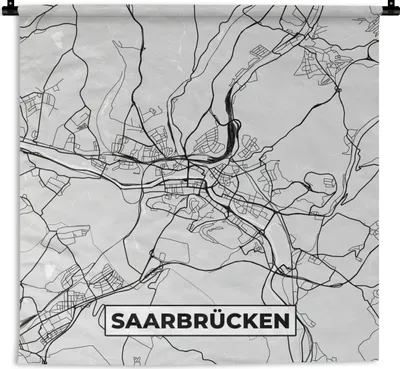 Produktbild von MuchoWow® Wandteppich Wandbehang Karte - Saarrücken - Deutschland - Stadtplan 150x150 cm Tapisserie Dekoration Wandtuch - Wohnaccessoires - Modernes