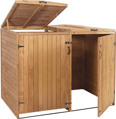 Immagine prodotto di Contenitore per rifiuti XL a 2 posti/4 posti HWC-H74, contenitore per rifiuti, espandibile 126x158x98cm legno  ~ marrone