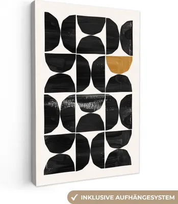 Produktbild von MuchoWow® - Leinwandbilder - Modern - Halbkreis - Gold - Schwarz, Wandbild, Wanddeko Bilder Wohnzimmer, 60x90cm