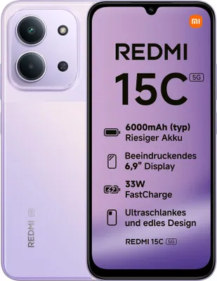 Immagine prodotto di Xiaomi Redmi 15C, 17,5 cm (6,9"), 1600 x 720 pixel, 4 GB, 128 GB, 50 MP, viola