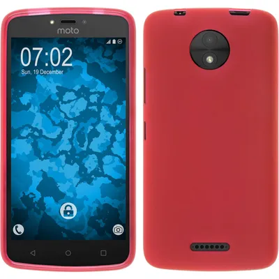 Produktbild von PhoneNatic Case kompatibel mit Lenovo Moto C Plus - rot Silikon Hülle matt + 2 Schutzfolien