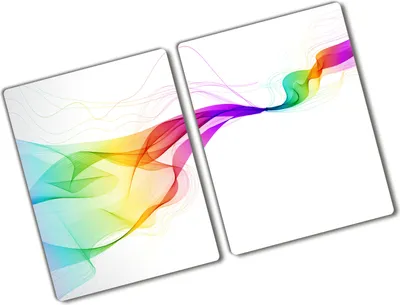 Produktbild von Tulup Glas Herdabdeckplatte - 2x40x52 cm - Glaskeramikkochfeld-Abdeckung Spritzschutz Glasabdeckplatte Kochplattenabdeckung und Schneidebrett - Zweiteilig - Kunst: modern & klassisch - Bunte Abstraktion - Mehrfarbig