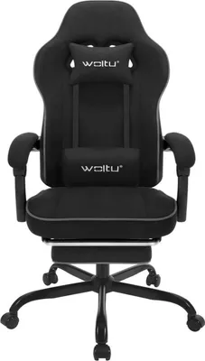 Produktbild von WOLTU Gaming Stuhl mit Taschenfederkissen, ergonomischer Drehstuhl, Tech-Stoff, Schwarz