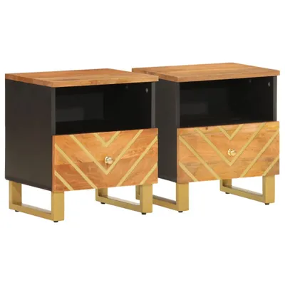 Produktbild von Nachttische 2 Stk. Braun und Schwarz Massivholz Mango
