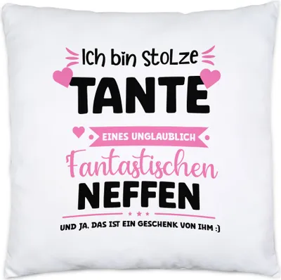 Produktbild von Ich bin stolze Tante Kissen Inkl Füllung Geschenk Geburtstag Tante Neffe
