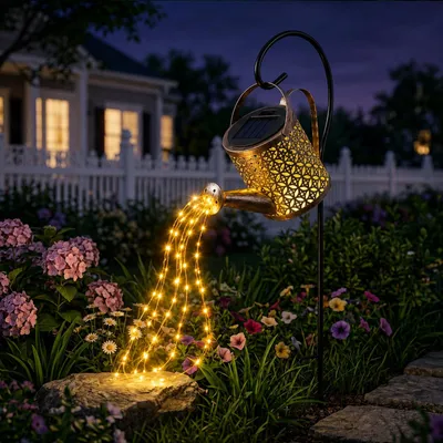 Solar-Gießkanne mit Lichterkette, wasserdicht, für Garten & Terrasse