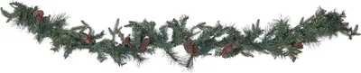 Produktbild von BELIANI Weihnachtsgirlande Grün Kunststoff 180 cm mit LED Beleuchtung Timer Batteriebetrieben Weihnachtsdeko für Kamin Treppe Geländer Fenster Innen