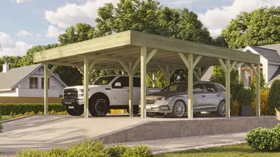 Produktbild von Weka Doppelcarport mit Vorbereitung zur Dachbegrünung 644 x 718 cm - kesseldruckimprägniert