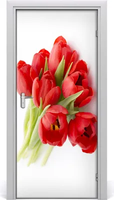Produktbild von Tulup Türaufkleber 95x205 cm Dekorative Aufkleber Selbstklebend Wasserdichte Tapete Abnehmbar Schlafzimmer Wohnzimmer Wohnkultur - rote Tulpen