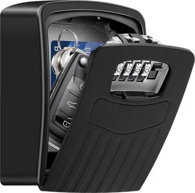 Produktbild von Famanu Schlüsselbox für Wandmontage - große Schlüssel mit 4-stelligem Zahlencode, schwarz